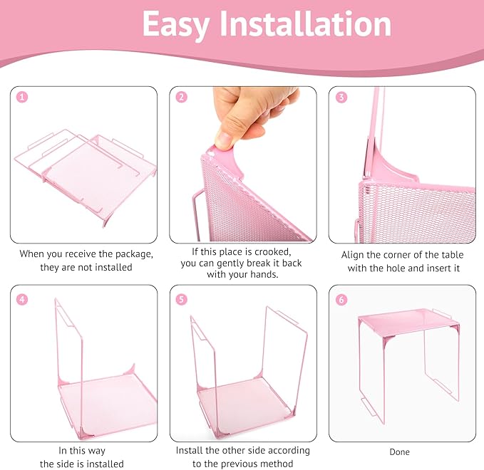 Locker Organizer Shelf Stackable Extra Locker Shelf for School Locker Organizer Storage Cabinet Accessories Suitable for School, Office, and Home use (2, Light Pink)