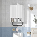 Bathroom Wall Cabinet, Wall Mounted Medicine Cabinets with Towel Bar & Adjustable Shelf, Over The Toilet Space Saver Storage Cabinet with 2 Doors, for Bathroom Laundry Room Kitchen, White