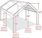 Caravan Canopy Powder Coated Heavy Duty Steel Frame Pop Up Carport with 6 Steel Stakes for Outdoor Activities and Events, White