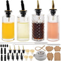 ChezMax Syrup Dispenser Bottles Set of 4, Simple Syrup Bottle for Coffee Bar Accessories, 5oz Glass Coffee Syrup Dispenser Syrup Containers for Maple Honey Syrup Oil, Metal Pour Spouts & Labels