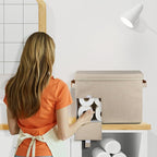 Toilet Paper Storage Basket, Collapsible Rolling Storage Bin Toilet Paper Holder for Bathroom, Tissue Toilet Paper Storage Cabinet with Wheel for Bathroom Organizer Container Dressers or Cabinets