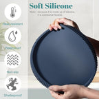 Silicone Bathroom Tray Round Kitchen Counter Organizer Decorative Vanity Accessories Coffee Table Decor for Perfume, Candle, Soap Dish, 9 Inch, Dark Blue