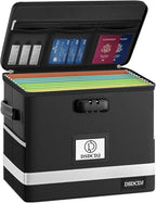 Fireproof Document Box - Fireproof File Organizer with Lock, Portable File Box with Handle, Portable Home Office File Cabinet for Hanging Letter/Legal Folder (12.3 x7.7 x10.5in)