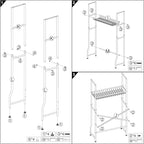 Over-The-Toilet Storage Rack, 4-Tier Bathroom Organizer Shelf Over Toilet with Barn Doors Cabinet and Basket, Freestanding Space Saver Wooden Bathroom Shelves with Paper Holder Above Toilet (White)