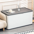 110 Gallon Pro Resin Deck Box, Waterproof Outdoor Storage Bin for Patio Furniture, Pool Accessories, and Garden Tools, Lockable & UV-Resistant, White