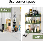 3-Tier Corner Bathroom Counter Organizer – Classic Storage Shelf for Makeup, Perfume & Toiletries, Space-Saving Countertop Tray Fits Bathroom, Dresser, Kitchen (Sage Green)