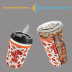 Reusable Neoprene Insulator Sleeve for Iced Coffee & Cold Soda, Coffee Sleeves for Iced & Hot Drinks, Cold Beverage Cooler Compatible with Starbucks, Dunkin (Fall Leave, Large: 32oz)