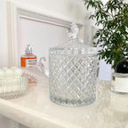 rejomiik Qtip Holder Glass Apothecary Jars with Lid Bathroom Accessories Vanity Organizers and Makeup Storage for Cotton Swabs, Makeup Sponges, Candy, Jewelry, 2 Pack Large Clear