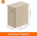 Lifewit Double Laundry Hamper with Lid and Removable Laundry Bags, Large Collapsible 2 Dividers Dirty Clothes Basket with Handles for Bedroom Laundry Room Closet Bathroom College, 144L Beige