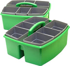Storex Large Classroom Caddy with Cups, 13 x 11 x 6.575 Inches, Green, Case of 2 (00983U02C)