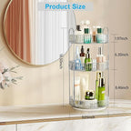 360 Rotating Makeup Organizer, 3 Tier Large Capacity Lazy Susan Bathroom Counter Organizer, Skincare Organizers, Spinning Perfume Organizer & Vanity Organizer Countertop (Classic Grey, 3 Tier)