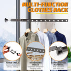 Clamp-on Clothes Drying Rack, No-Drill Foldable Laundry Drying Rack Clothing Wall Mounted, Indoor Outdoor Strong Load-Bearing Steel Laundry Hanger Dryer Rack for Balcony Window, 1 Pack