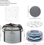 TMRIOPELP Tall Cake Carrier with Lid and Handle Insulated Cake Container Cake Transport Carrier Ideal for Pies Cupcakes and Pastries Perfect for Safe and Secure Cake Delivery (Grey, 10 inch)