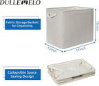 DULLEMELO 2-Pack Large Storage Baskets for Organizing Canvas Fabric Storage Basket Bins With Rope Handles for Shelf Clothes Empty Gift Basket (Beige)