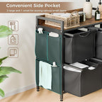 Laundry Sorter with 4 Section, 150L Laundry Hamper with Wheels, Laundry Basket with Small Side Pockets and Pull-Out Removable Liners,for Laundry Room Bedroom Bathroom