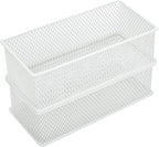 Annova Mesh Stackable Drawer Cabinet and Shelf Organizer Bins Storage Basket School Office Supply Holder Tray- Set of 2 (White, 3x6x2 Inch)
