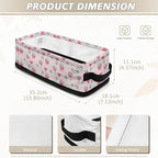 Storage Bin Organizer Collapsible Fabric Basket for Bathroom Kitchen Office Home Storage with Handles for Easy Carrying 13.89 x 7.13 x 4.37 Inch, Strawberry Love Flower Pink