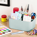 Multiuse Caddy Organizer with Handle - Stackable Plastic Tote Bin - Art Craft Supplies, Office, Desk, Stationery Pen Holder, Kitchen, Utensil, Makeup, Bathroom, Shower, Cleaning, Dorm Organizer - Mint