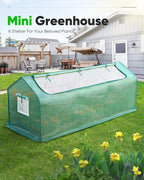 Quictent Mini Greenhouse, Portable Quick-Setup Small Tabletop Waterproof UV Protected PE Cover Shelter for Outdoors/Indoors W/ Raised Base for Garden Plant Seed Starting, 8 Stake, 95"x36"x36", Green