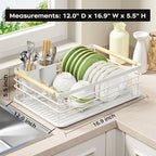 Dish Racks for Kitchen Counter: Wooden Handles, Thickened Metal, No Assembly. Small Dish Drying Rack: Ideal for Small Households. Drying Rack Kitchen: White
