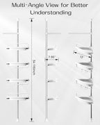 ALLZONE Rustproof Shower Caddy Corner for Bathroom, Tension Corner Shower Caddy Tension Pole, Solid Shower Organizer with 4 Adjustable Shower Shelves, Shower Rack Fit Heights 34 to 116 Inches,White
