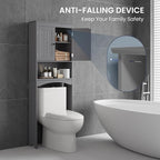 Bealife Over The Toilet Storage Cabinet with Open Shelf, Organizer with Adjustable Shelf and Double Doors,Over The Toilet Storage Shelf Free Standing (Grey)