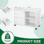 3 Drawer Metal File Cabinet with Lock, Mobile Lateral Filing Cabinet with Side Hook for Letters/Legal/A4, Printer Stand Storage Cabinets with Shelves for Home Office(White)