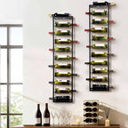 Wall Mounted Wine Rack: Metal Hanging 10 Bottle Wine Holder - Black Wine Storage Rack