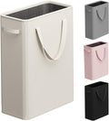 50L Baby Laundry Hamper for Nursery, Slim Laundry Hampery with Handles, Narrow Laundry Basket for Dorm, Bedroom, Living Room, Collapsible Laundry Basket, White
