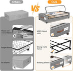 Under Bed Storage with Wheels 3Pack Underbed Storage with Clear Window&Label Under Bed Drawers Large Capacity Rolling Under Bed Storage for Clothes,Shoes, Blankets (Light Grey)