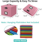 Pink Fire Proof File Box for Documents - Portable Fireproof Document Organizer Box with Handle Waterproof Safe Locking Folder Storage with Lid