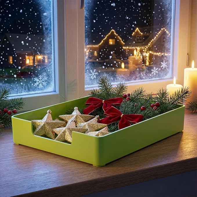 Letter-Size Tray, Desk Drawer Organizer, A4 Plastic Paper Tray for Office, School, Home Storage, and Storage Containers for Gift Wrap, and Crafts (Green)