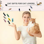 BeeGreen Gifts for Cat Lovers 6 Pack Cats Reusable Grocery Bags with Elastic Band Reusable Shopping Bags Bulk 50LBS X-Large Foldable-Machine Washable-Heavy Duty Kitten Bags