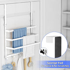 Over The Door Towel Rack, Over Door Towel Racks for Bathroom Door with 5 Hooks, 3 Tier Towel Storage Hanger Holder for Bathroom Accessories, 16 Inch Towel Bar for Hanging Towels, White