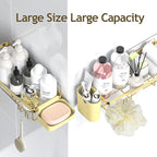 Shower Caddy Adhesive Shower Organizer 8-Pack, Rustproof Stainless Steel Bathroom Shelves, Large Capacity No-Drill Rack Storage Accessories with Soap Dish Toothbrush Holder Hooks