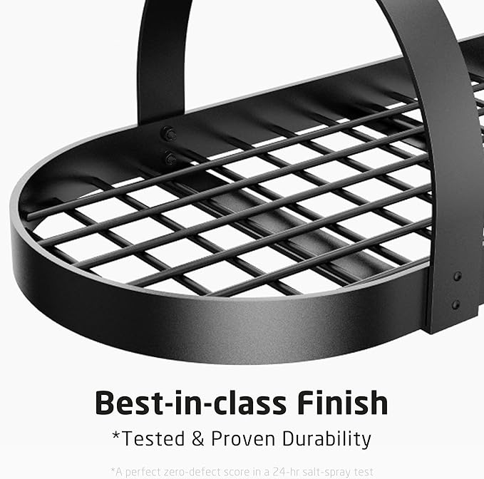 KES 48 Inch Large Hanging Pot Rack, Heavy Duty Oval Pot and Pan Hanging Rack Ceiling Mount, Pot Pan Hangers for Kitchen with 20 Hooks, Matte Black, (For 16" and 24" Joist Mount), KUR225S122-BK