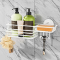 TAILI Shower Caddy Suction Cup with Hooks & Soap Holder, Heavy Duty Bathroom Shower Organizer, No Drilling Shelves for Inside Bathroom, Metal Storage Basket