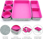 Welaxy Felt Desk Drawer Organizer Trays, 8-Piece Storage Bins for Jewelry, Office Supplies & Entryway Catchall (Hot pink)