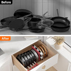 MUDEELA Pots and Pans Organizer under Cabinet, Expandable Pan Lids Organizers inside Cabinet with 12 Adjustable Dividers, Kitchen Storage Organization Pot Holder Cookie Sheet, Cutting Board Organizer