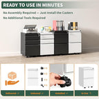 2 Drawer File Cabinet with Lock,Under Desk Rolling Small Filing Cabinet for Home Office Storage, Mobile Steel Cabinets with Wheels, Fully Assembled, White