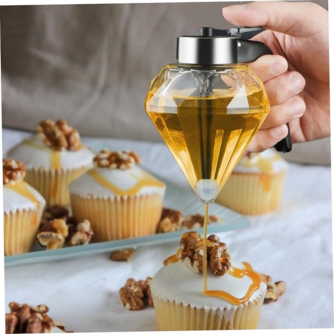 Glass Honey Dispenser 200ml Clear Honey Pot No Drip with Stand and Handle Syrup Dispenser Jar for Breakfast Coffee Kitchen Use Sugar Maple Syrup Container