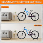 Bike Stand Floor, Portable Bike Storage for Garage - Fit for 24"-29" Bikes, Tire Width up to 3.5", Road & Mountain Bicycle Stand, Front and Rear Wheel Parking Rack - Black