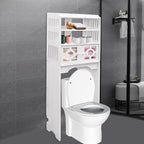 4-Tier Over The Toilet Storage Cabinet, Bathroom Organizer Toilet Shelf Organizer Freestanding Bathroom Space-Saving Storage Cabinet for Bathroom, Laundry