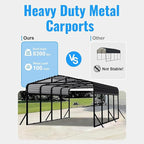 12x20 FT Heavy Duty Metal Carport Kit, Reinforced Frame Carport with Anchors, for Trucks, Boats, RV, Tractor, 100MPH Wind & 35PSF Snow Rating, Easy Assembly
