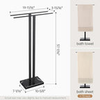 KES Black Towel Racks for Bathroom Freestanding, 37" Equal-Height Standing Towel Rack with Heavy Marble Base, Fits Large Bath Towel, 18/8 Stainless Steel, BTH229-BBK