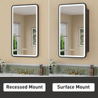16 x 28 Inch LED Medicine Cabinet with Mirror, UL Certified Dimmable Lighted Bathroom Mirror Cabinet, Anti-Fog & Memory Function, 3 Color Modes, Recessed or Wall Mounted, Adjustable Shelf, Black
