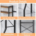 Aduanbang Over-The-Toilet Storage Shelves, 4-Tier Bathroom Organizer with Adjustable Feet Pad and Basket, Freestanding Space Saver (Rustic Brown)