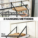 2 Pcs Flat Over The Door Folding Drying Rack, 3 Tier Black Large Laundry Hanging Dryer Sweater Drying Rack Mesh Clothes Hanging Fold Flat Dry Hanger for Small Spaces, Apartments, Dorms, Bathrooms