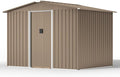 Kullavik 8FT x 6FT Outdoor Storage Shed with Lockable Doors,Waterproof Metal Garden Tool Shed,Galvanized Steel shed for Backyard,Garden,Patio