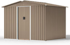 Kullavik 8FT x 6FT Outdoor Storage Shed with Lockable Doors,Waterproof Metal Garden Tool Shed,Galvanized Steel shed for Backyard,Garden,Patio